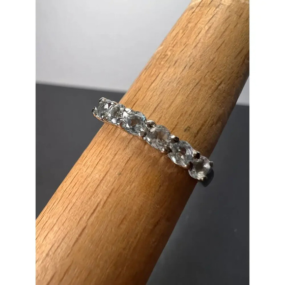 Stainless steel blue topaz ring size 9 - Picture 1 of 11